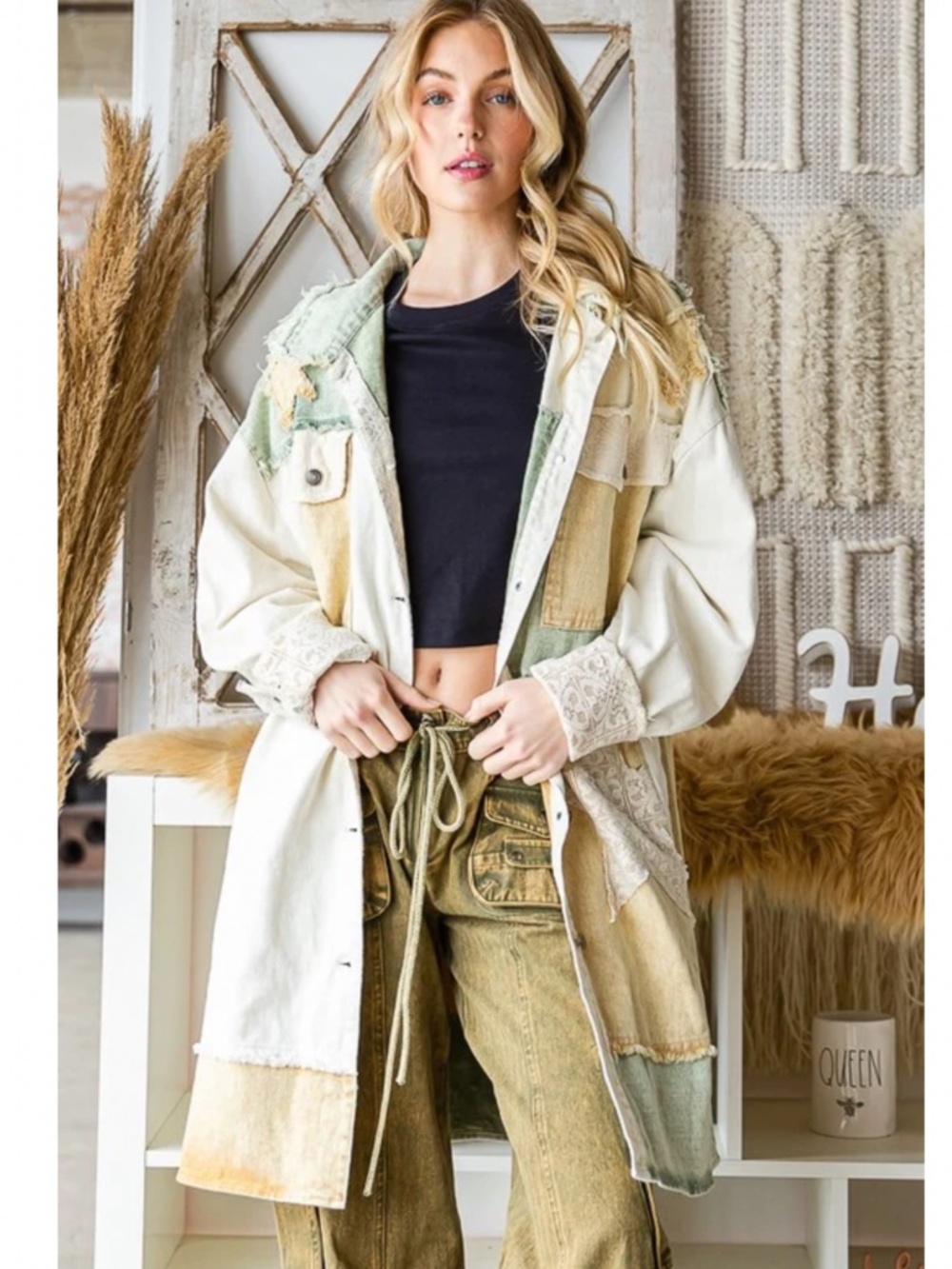 ❤️ Oli & Hali “ TAMARA”  OLI AND HALI Patchwork Colorblock Jacket Shacket 66